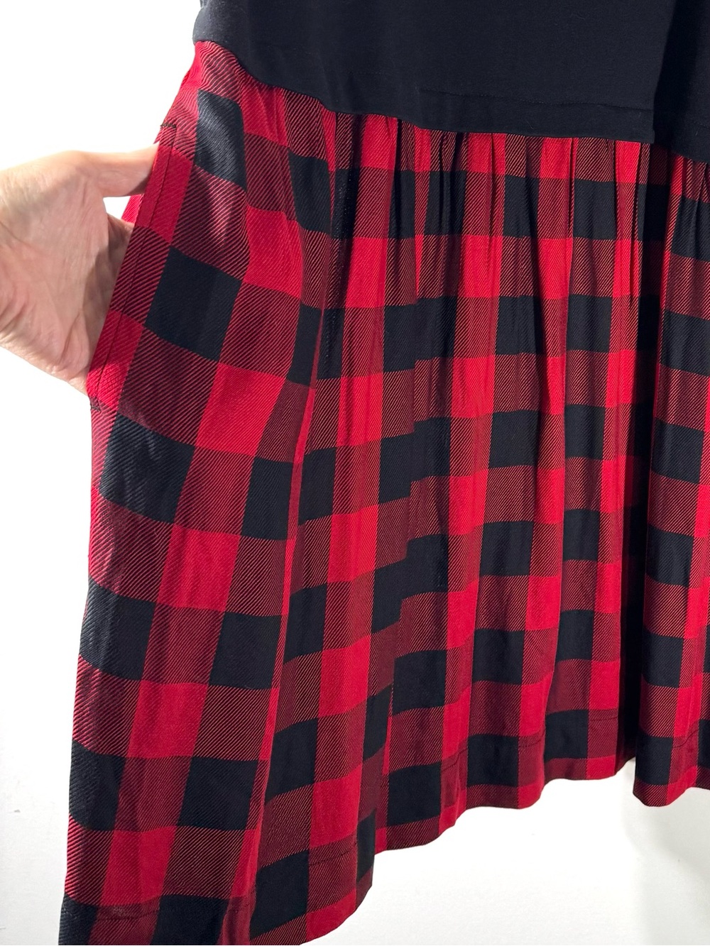J. Jill Mixed Media Buffalo Plaid Dress Long Sleeve XL Petite - Picture 5 of 10